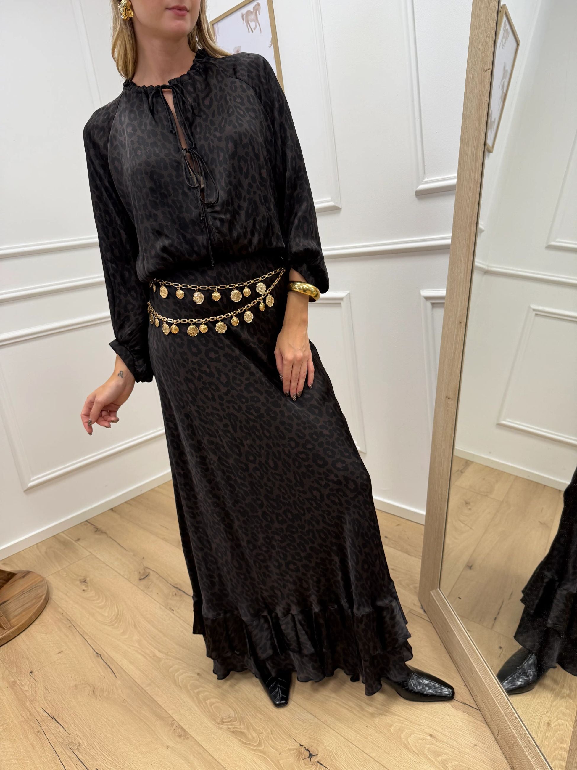 Vestito lungo in raso maku fondente - SoAllure