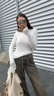 Maglia manicotto a costine misto cashmere - Tensione In