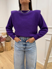 Maglia baby alpaca viola con spalle imbottite - Dixie