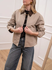 Giacchetto worker beige con colletto a coste - JJXX