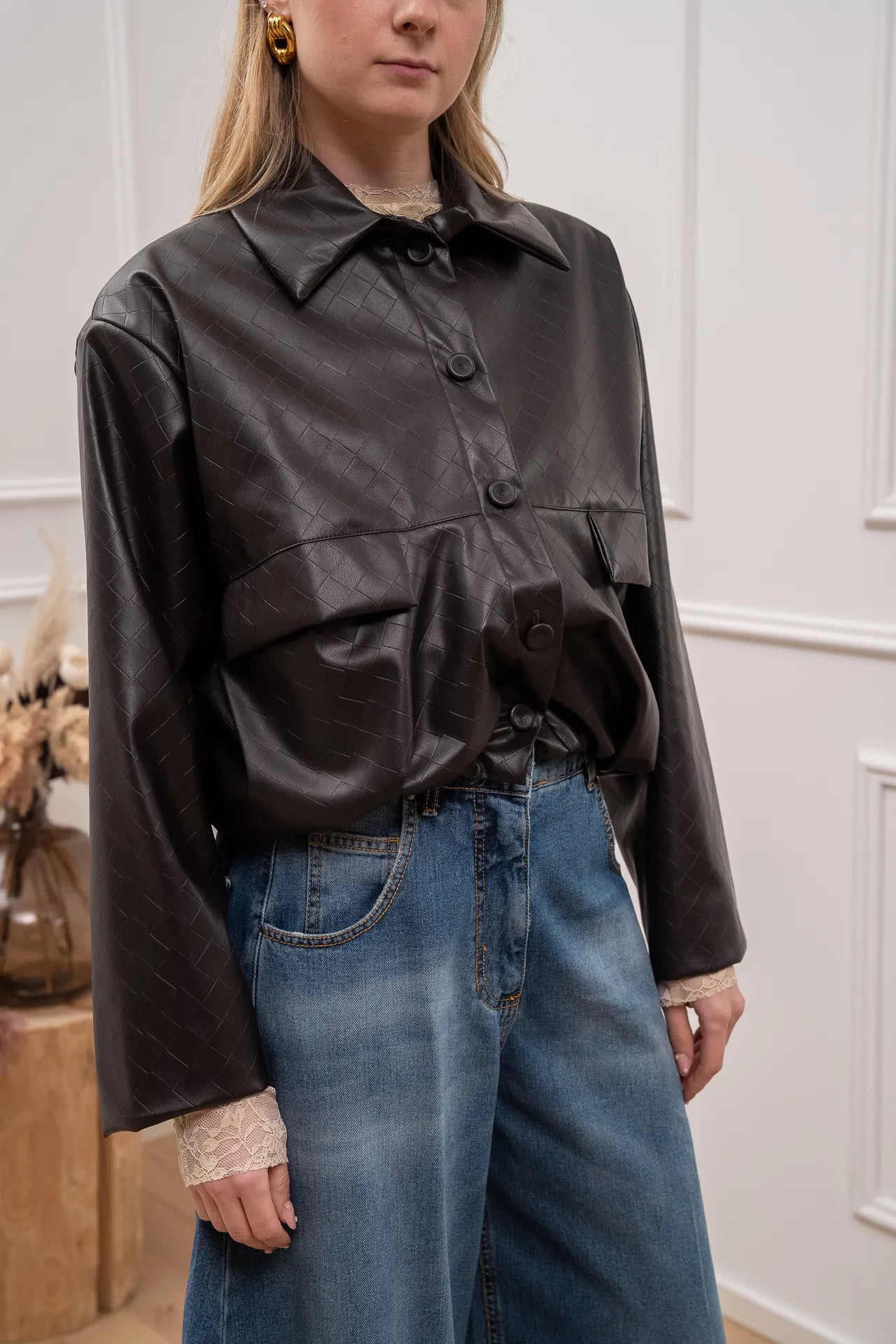 Bomber Icon crop moro effetto intrecciato - Vicolo