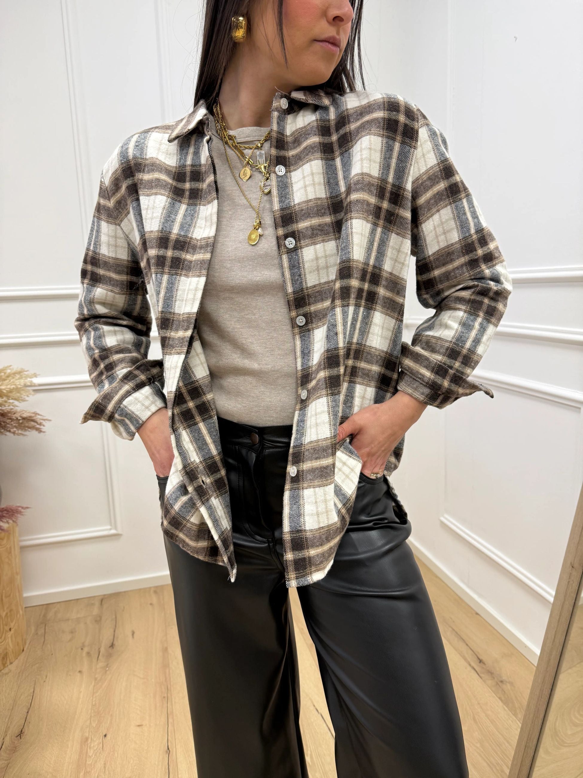 Camicia quadri panna e moro - HaveOne