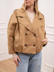 Trench corto beige in cotone soft touch - HaveOne