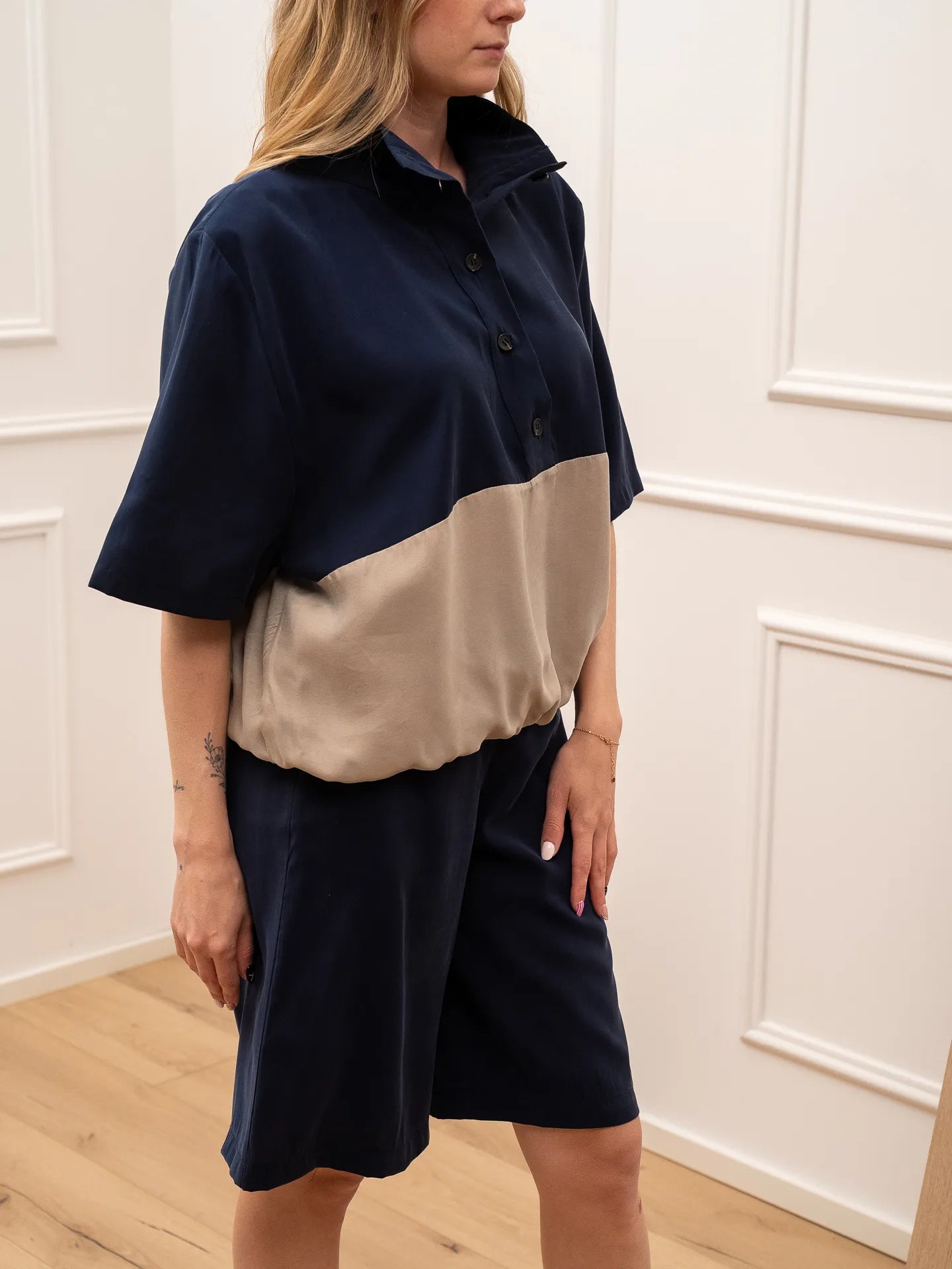 Bermuda in cupro blu - Tensione In