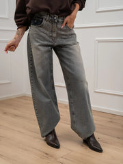 Jeans Bella denim sabbiato con strass - HaveOne