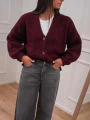 Cardigan vino a tre bottoni con taschine - HaveOne