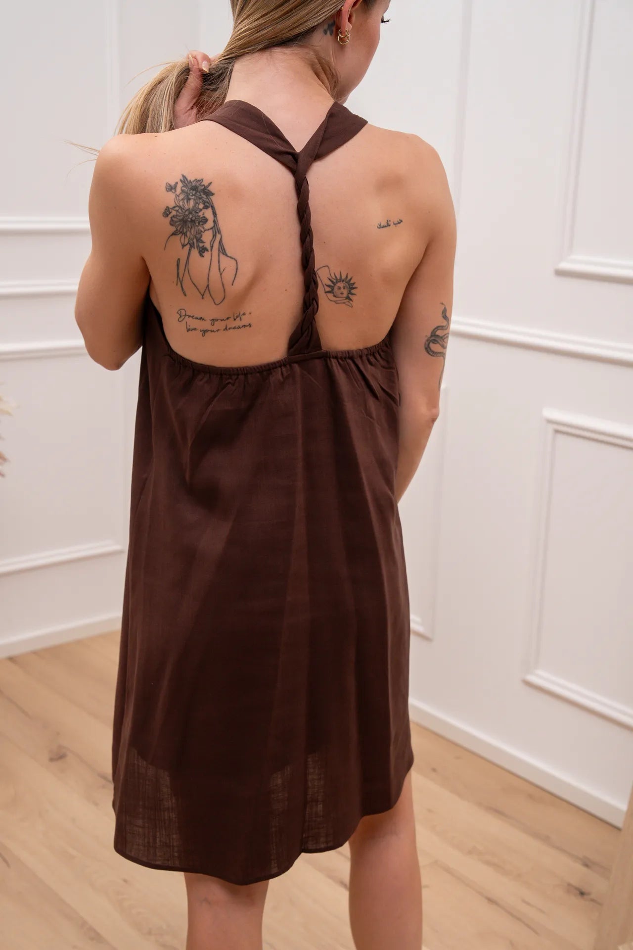 Vestito Everyday misto lino cioccolato - You Decide