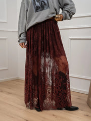 Gonna lunga in pizzo bordeaux - Vicolo