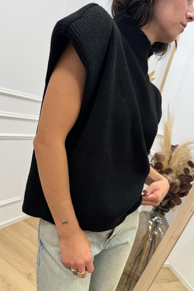 Haveone - Gilet nero con spalline imbottite