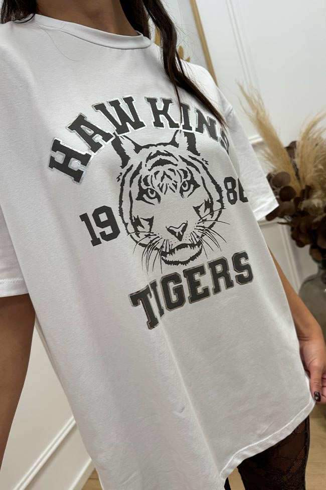 Haveone - T shirt bianca over stampa Tigers