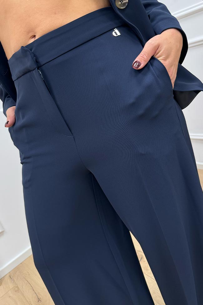 Dixie - Pantaloni basic blu gamba ampia