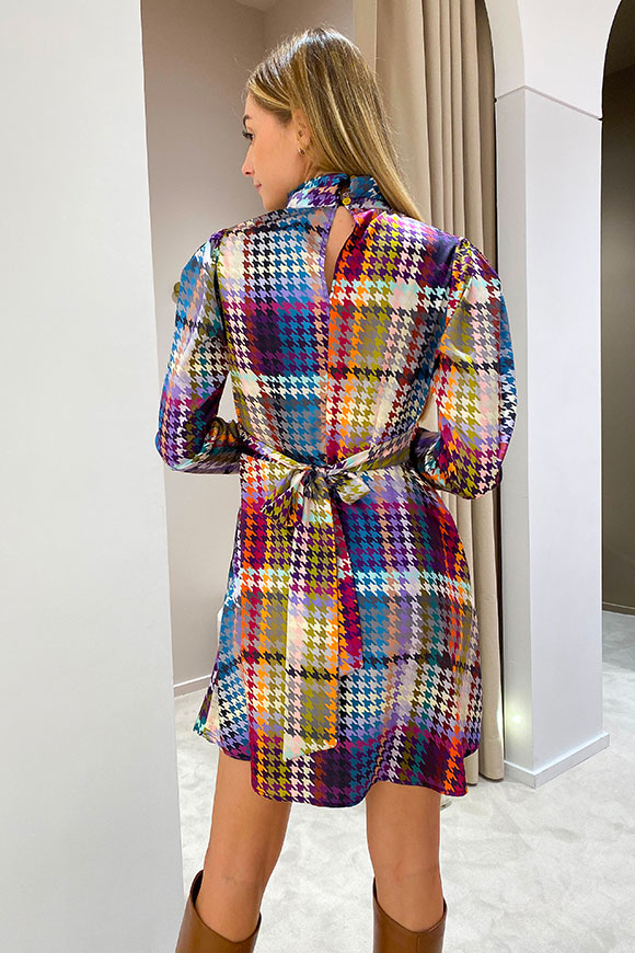 Vicolo - Multicolor micro houndstooth dress