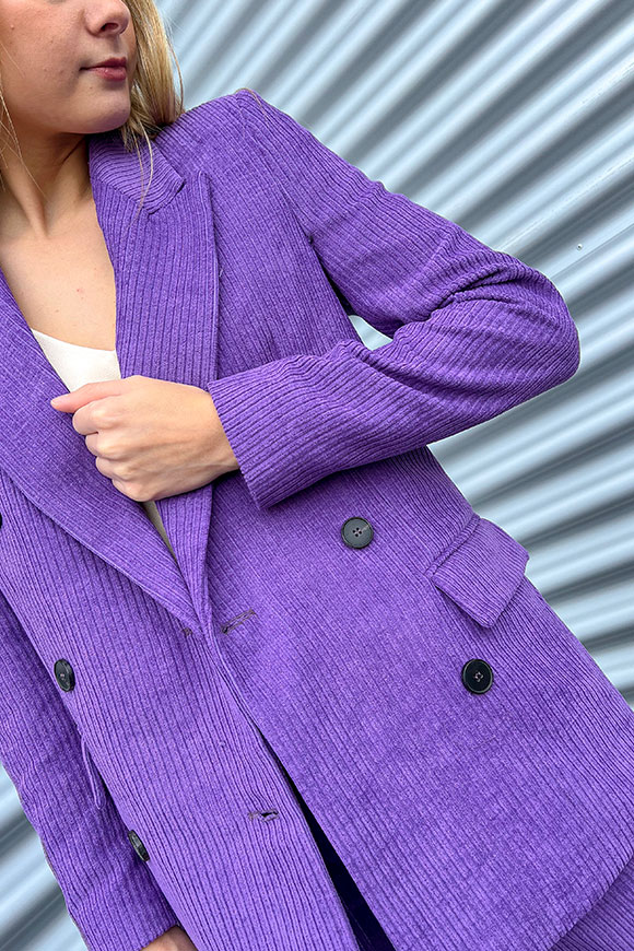 Vicolo - Double-breasted purple jacket in Ottoman velvet