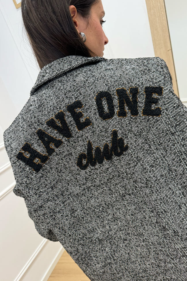 Haveone - Giacca grigia mélange patch logo teddy sul retro