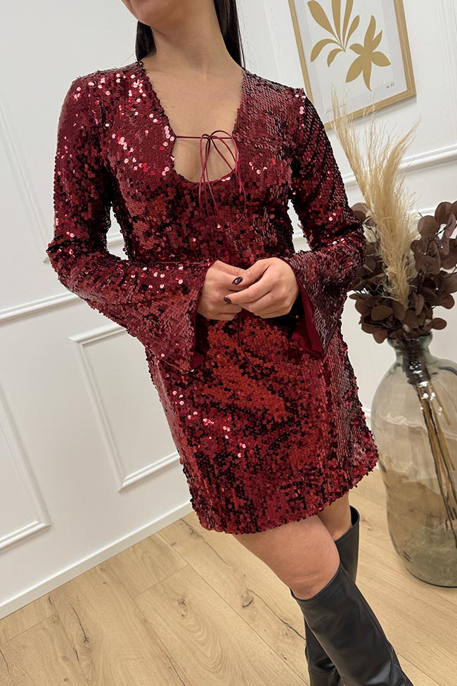 Haveone - Vestito mini in paillettes bordeaux