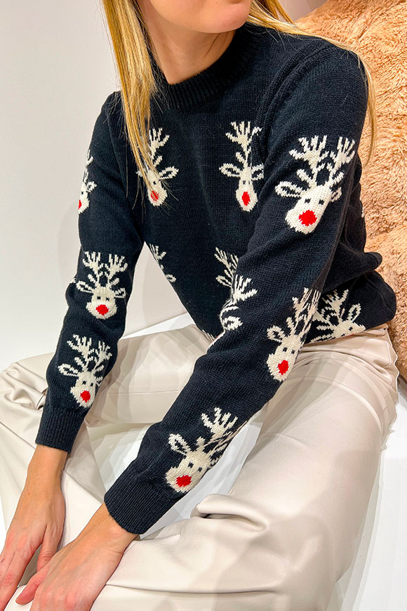 Vicolo - All over black reindeer sweater