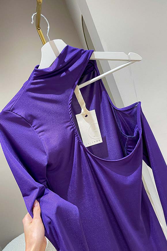 Haveone - Vestito viola con cut out su spalla