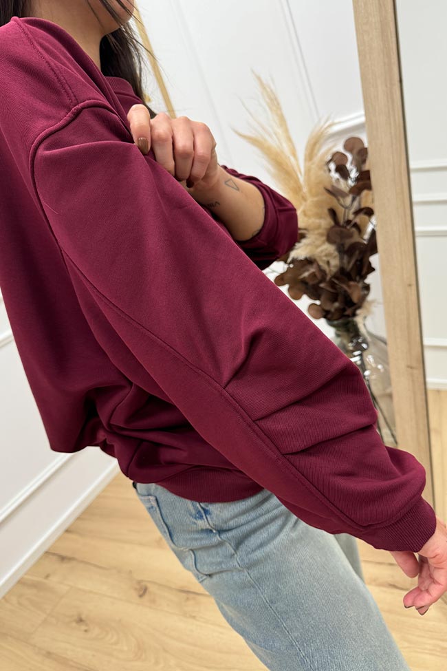 Vicolo - Felpa basic bordeaux fit oversize