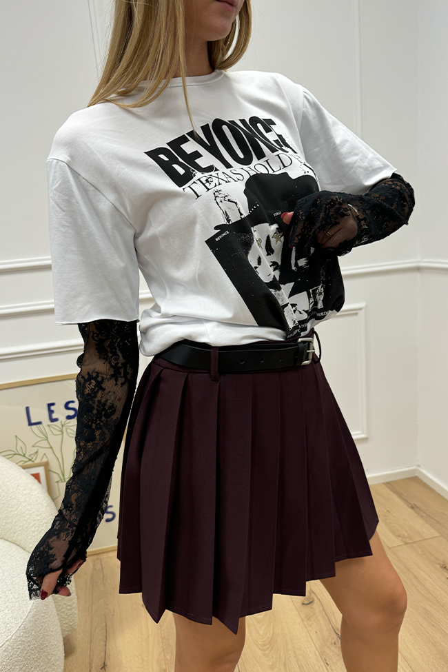 Haveone - T shirt Beyonce con manicotti in pizzo neri