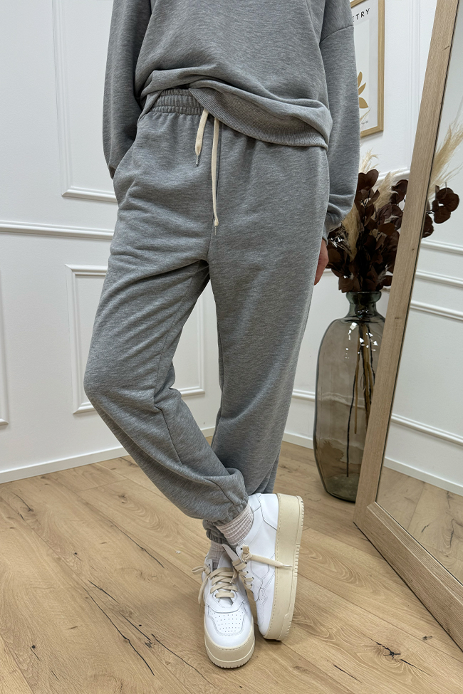 Vicolo - Pantaloni joggers grigio chiaro elastico in vita