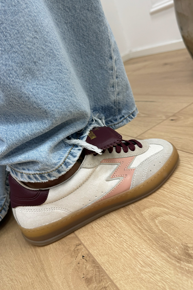 MoaConcept - Sneakers bianca in cavallino dettagli bordeaux