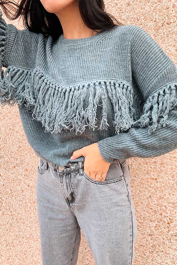 Vicolo - Gray fringed sweater