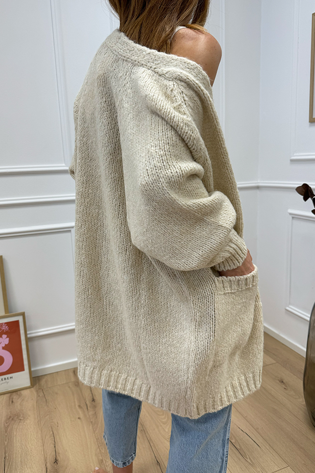 Haveone - Cardigan lungo calce con bottoni misto alpaca