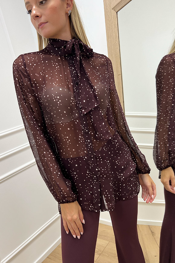 So Allure - Camicia melanzana con stelle in chiffon