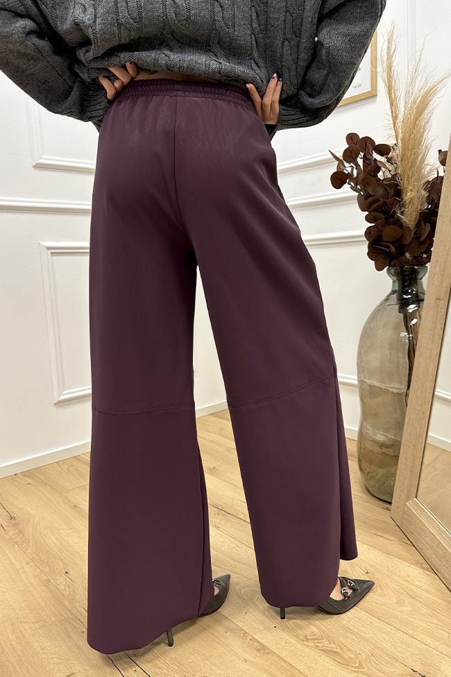 Haveone - Pantaloni bordeaux in ecopelle opaca