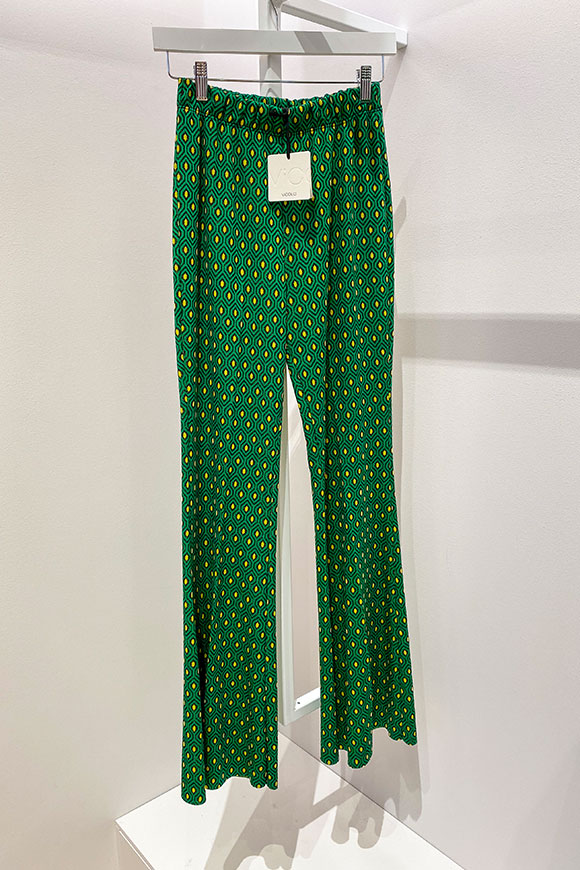 Vicolo - Micro houndstooth yellow and green trousers