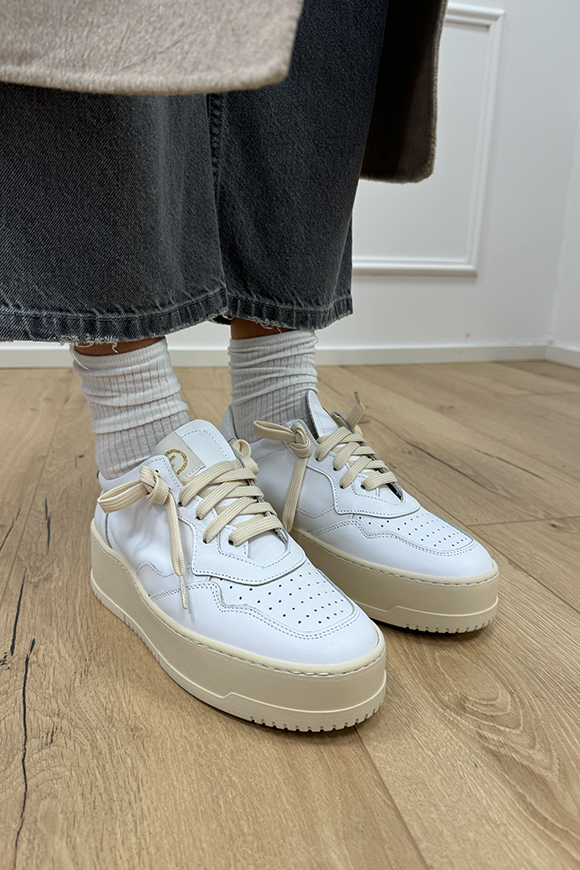 Divine Follie - Sneakers platform bianca in pelle