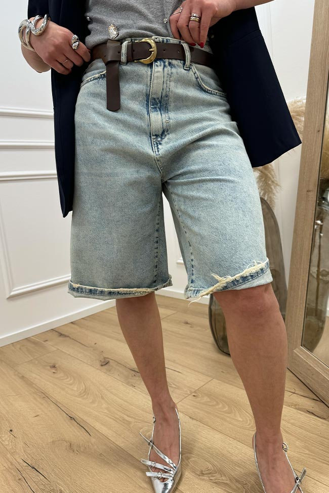 Tensione In - Bermuda "Giusi" denim slavato con cintura