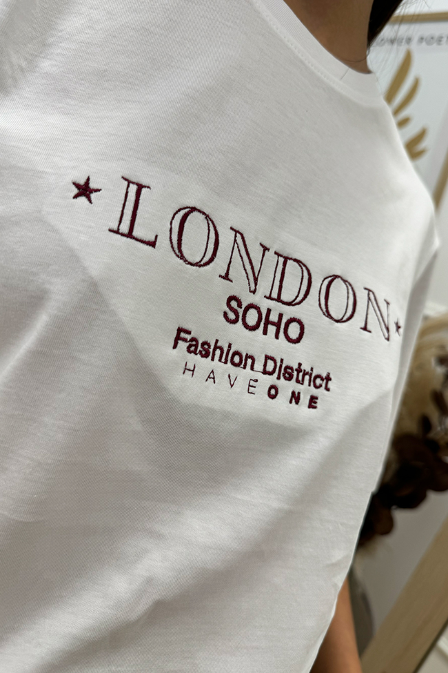 Haveone - T shirt London bianca con ricami