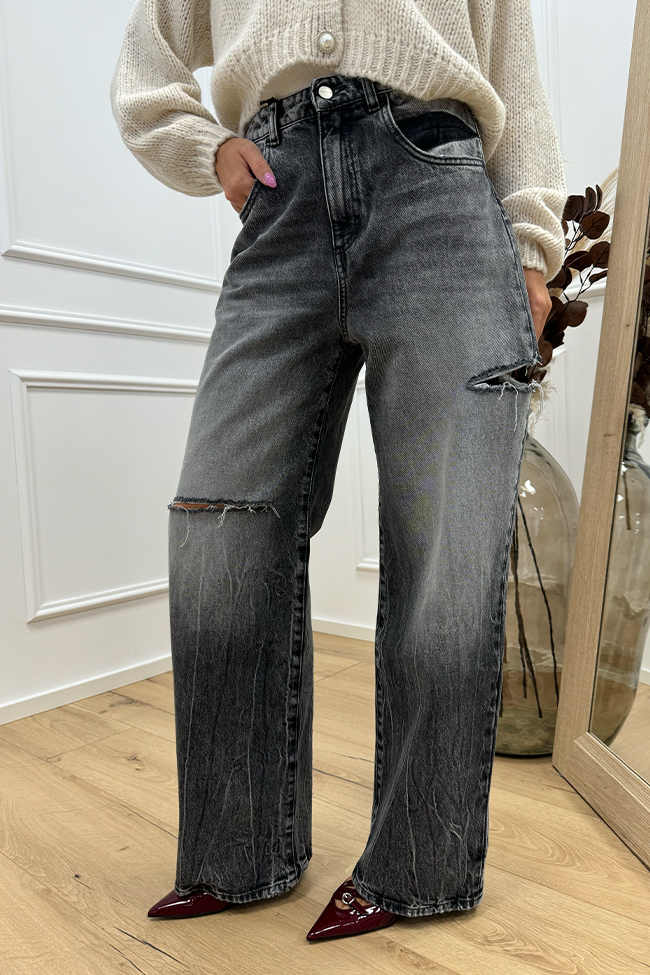 Icon Denim - Jeans Poppy grigio scuro con rotture