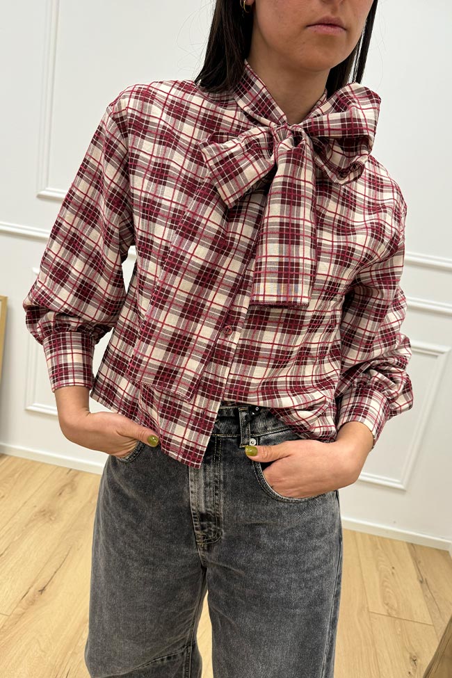 Haveone - Camicia bordeaux e burro con fiocco