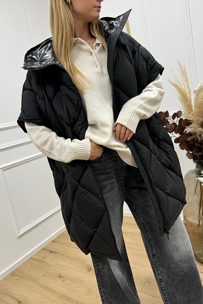 Vicolo - Piumino cappa oversize nero