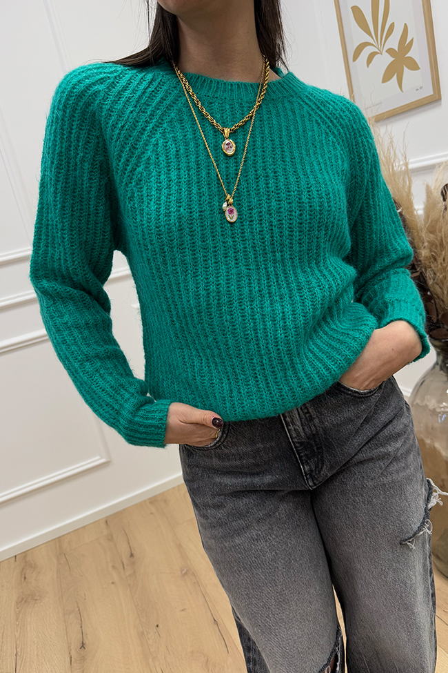 Vicolo - Maglia Sofia in mohair verde smeraldo