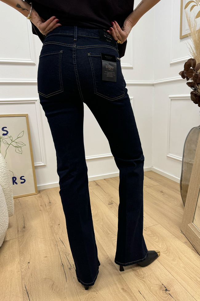 Staff Gallery - Jeans Beatrice blu scuro cuciture camel