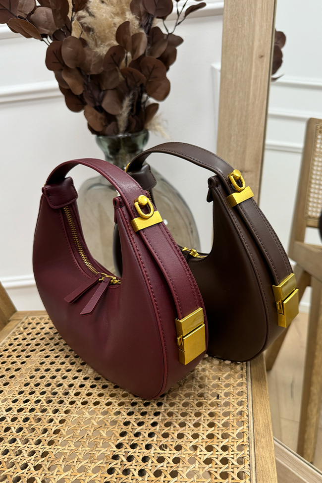 Calibro Shop - Borsa Moon bordeaux in pelle