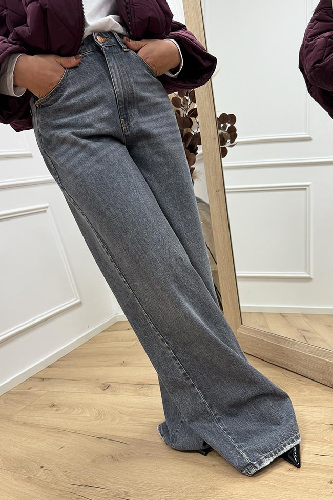 Vicolo - Jeans Abby grigio a palazzo