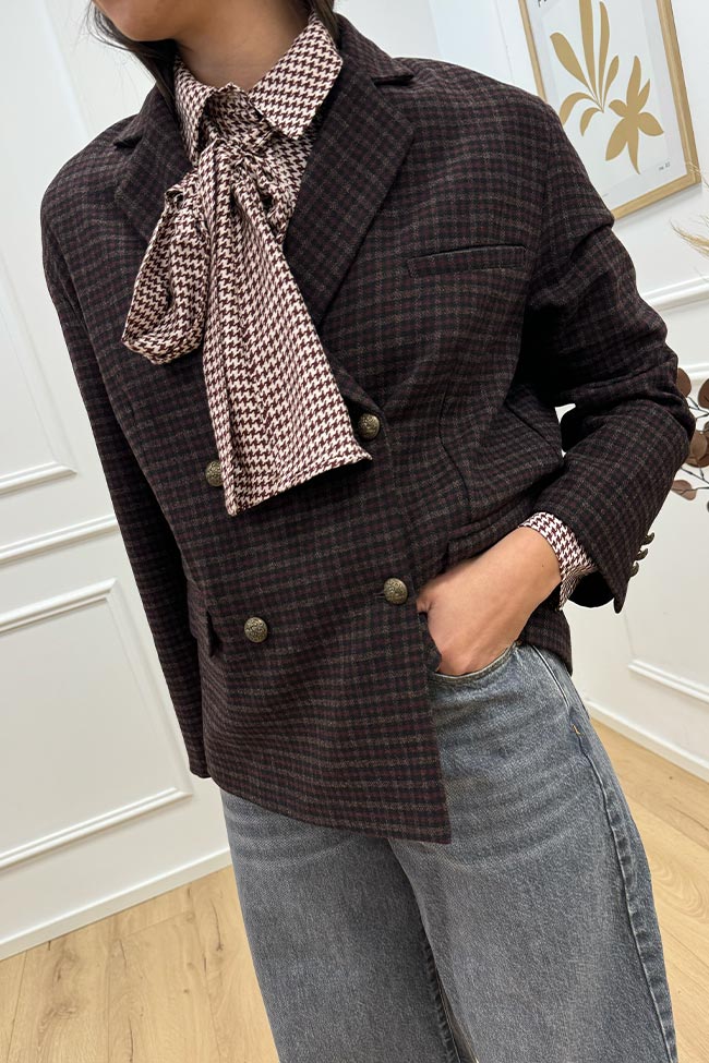 Tensione In - Giacca oversize check bordeaux