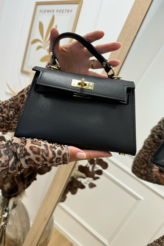 Calibro Shop - Borsa mini Kelly nera in pelle