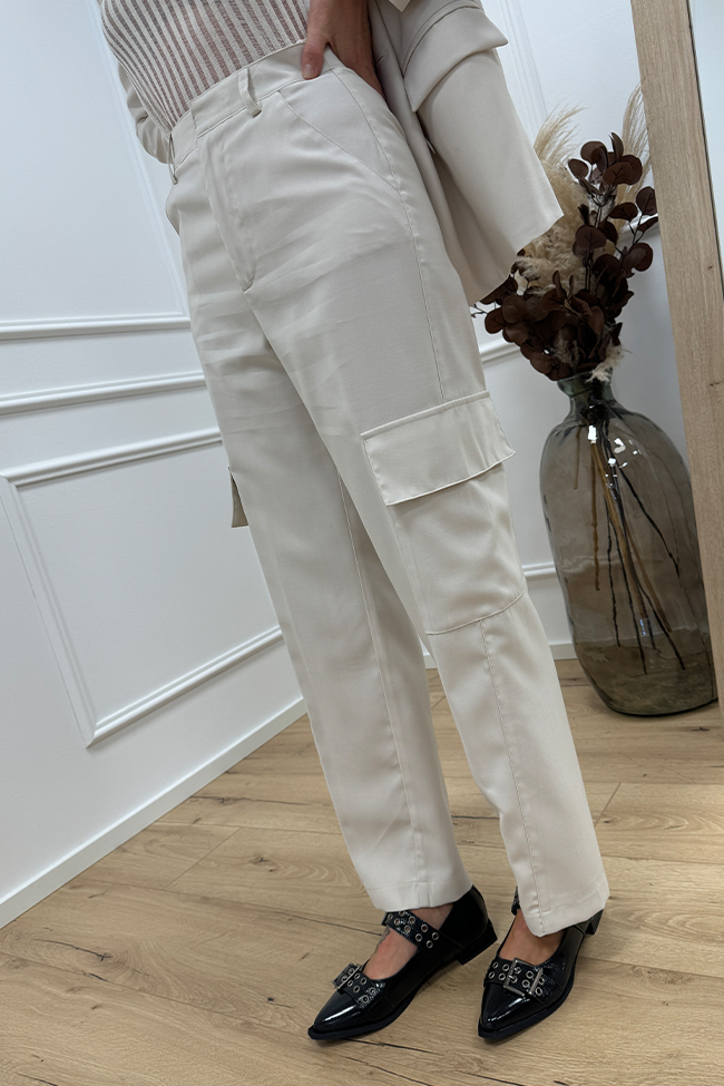 So Allure - Pantaloni cargo burro in tencel