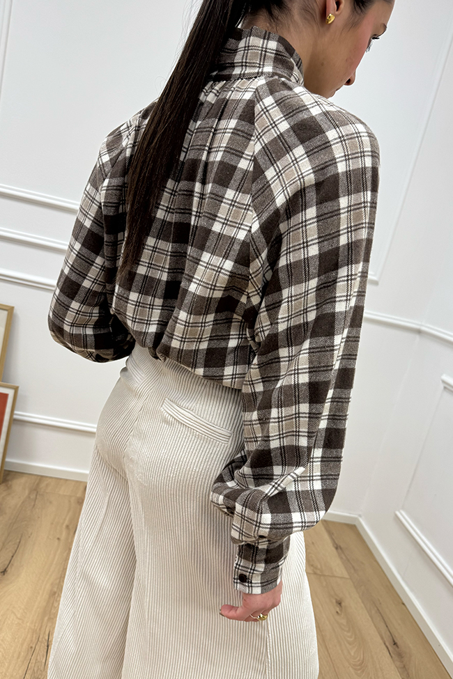 Haveone - Blusa check panna e moro in flanella