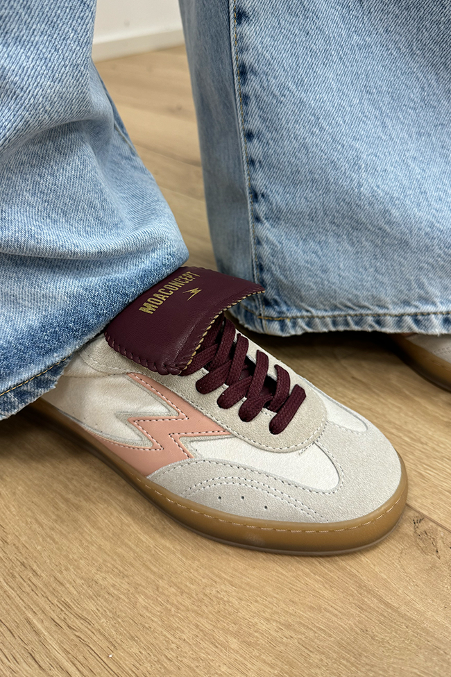 MoaConcept - Sneakers bianca in cavallino dettagli bordeaux