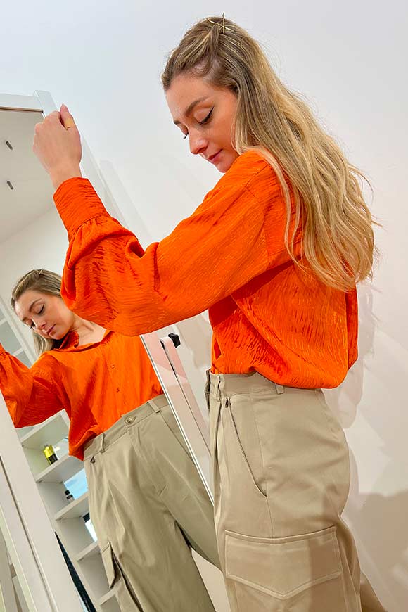 Dixie - Orange striped satin shirt