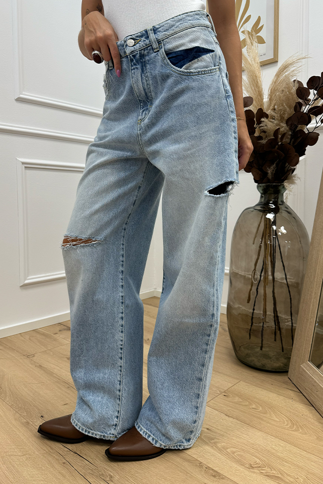 Icon Denim - Jeans Poppy lavaggio chiaro con rotture