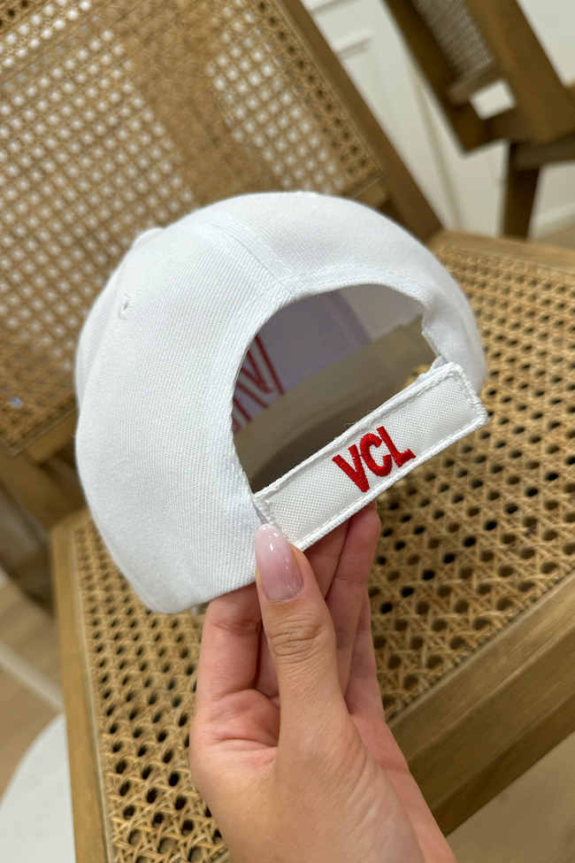 Vicolo - Cappello bianco con ricamo logo "VCL" rosso