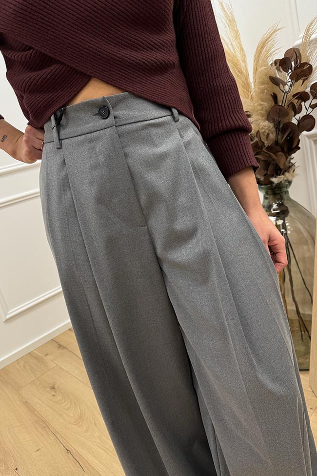 Vicolo - Pantaloni Ginevra grigi con doppia pinces