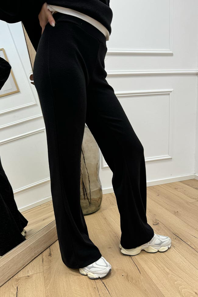 Haveone - Pantaloni neri in maglia flare